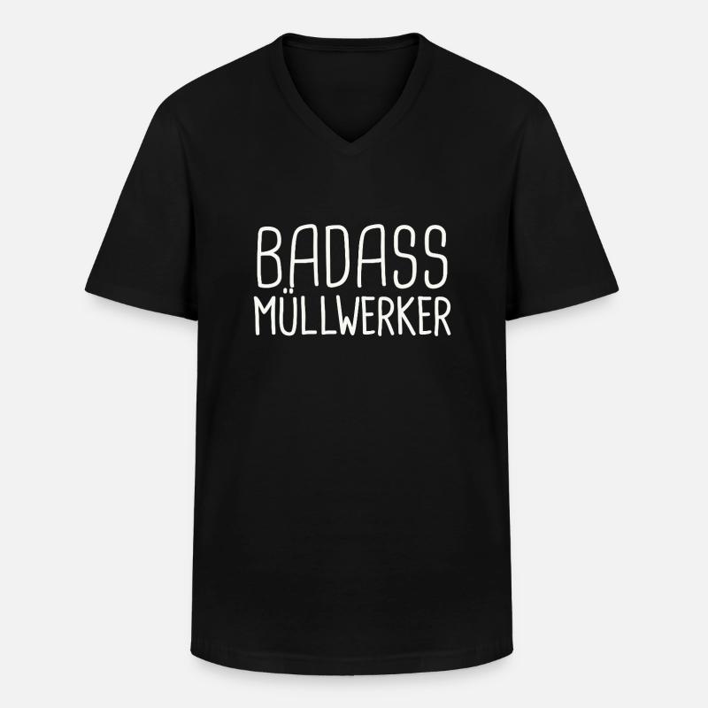 Müllwerker Badass - Männer-T-Shirt mit V-Ausschnitt - Schwarz