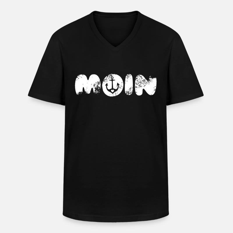 Moin - Männer-T-Shirt mit V-Ausschnitt - Schwarz
