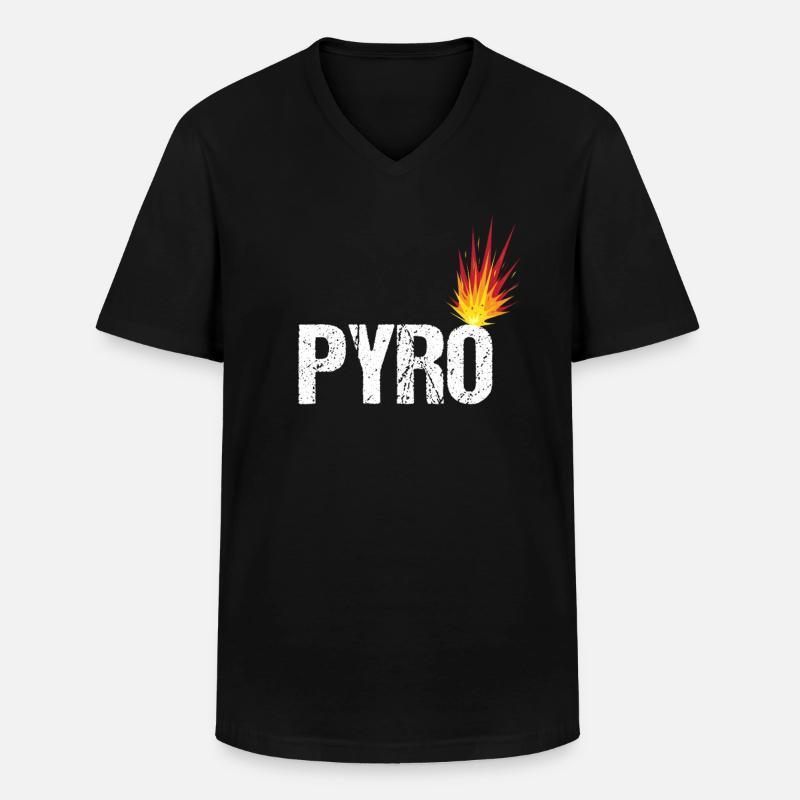 PYRO - Männer-T-Shirt mit V-Ausschnitt - Schwarz