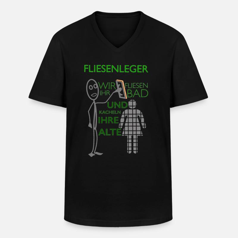 Lustiger Fliesenleger Spruch Geschenkidee - Männer-T-Shirt mit V-Ausschnitt - Schwarz