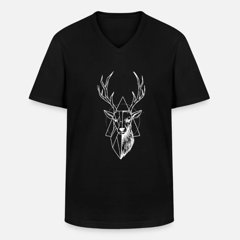 schwarzwald hirsch hirschkopf - Männer-T-Shirt mit V-Ausschnitt - Schwarz