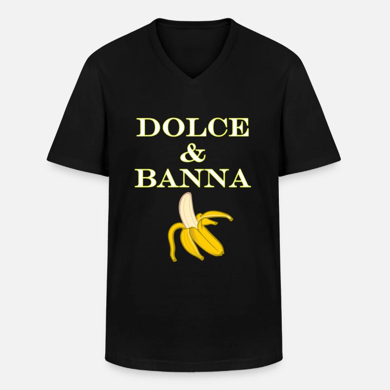 Dolce & Banana - Männer-T-Shirt mit V-Ausschnitt - Schwarz