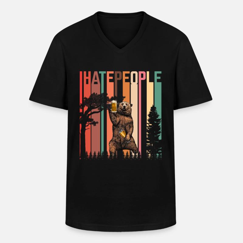 I Hate People - Männer-T-Shirt mit V-Ausschnitt - Schwarz