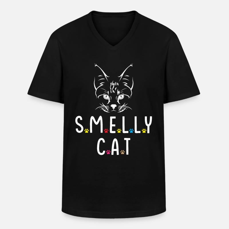 Smelly Cat - Männer-T-Shirt mit V-Ausschnitt - Schwarz