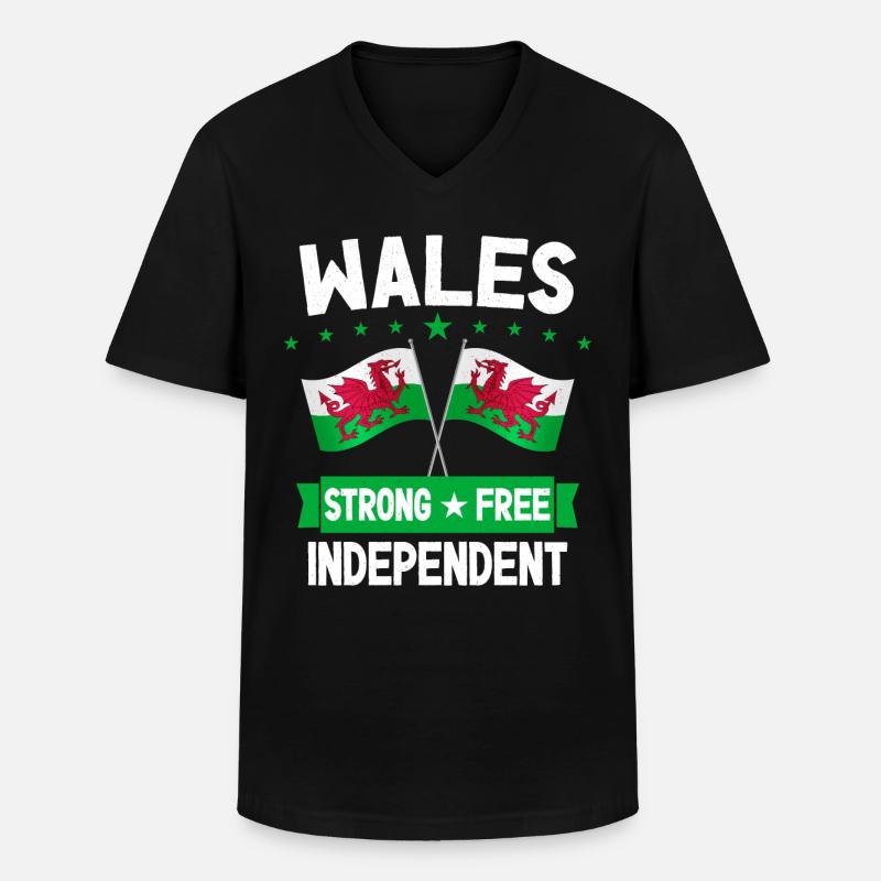 Wales - Männer-T-Shirt mit V-Ausschnitt - Schwarz