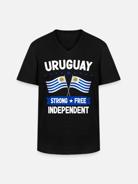 Uruguay - Men's V-Neck T-Shirt - black