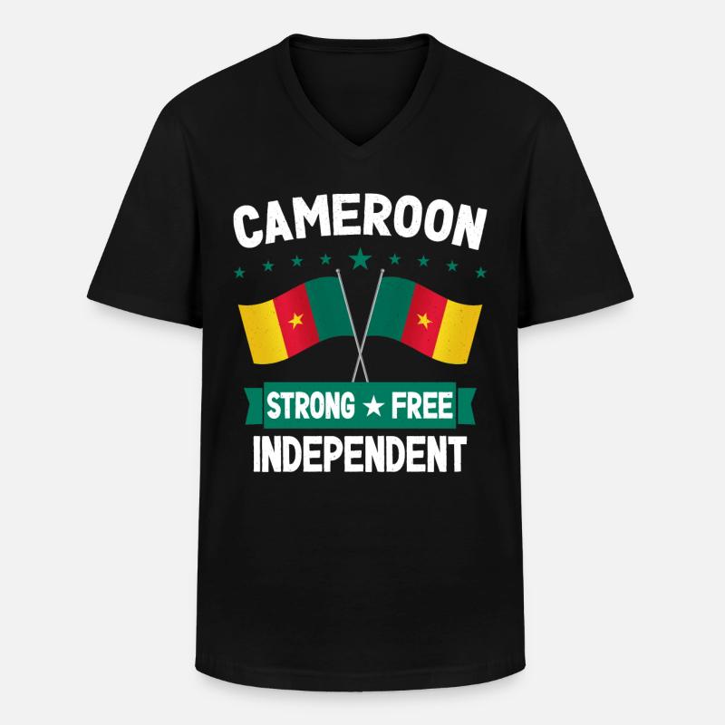 Kamerun - Männer-T-Shirt mit V-Ausschnitt - Schwarz