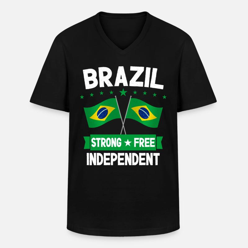Brasilien - Männer-T-Shirt mit V-Ausschnitt - Schwarz