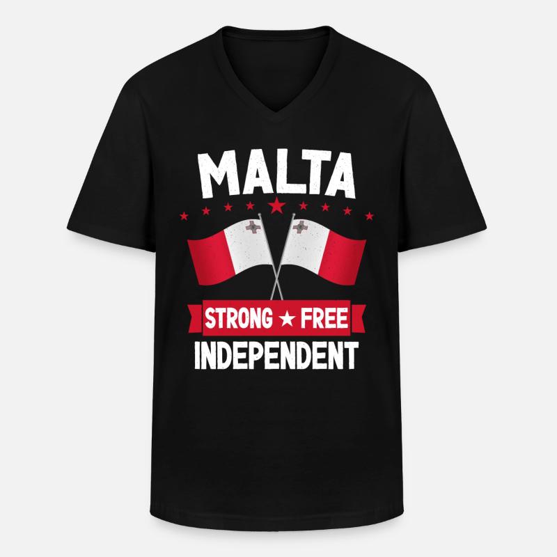 Malta - Männer-T-Shirt mit V-Ausschnitt - Schwarz
