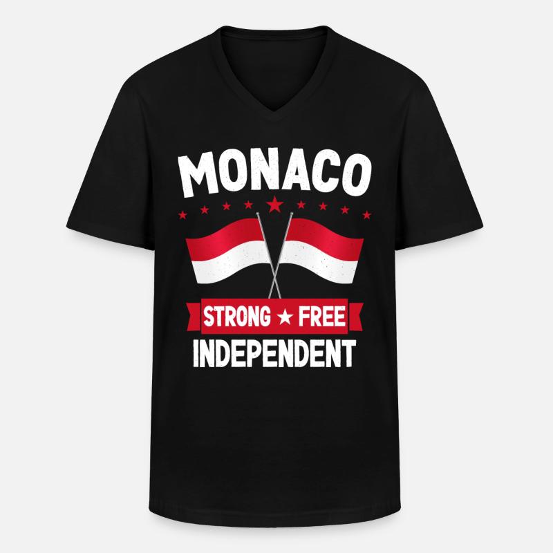 Monaco - Männer-T-Shirt mit V-Ausschnitt - Schwarz