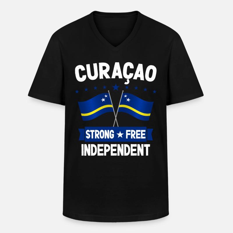 Curaçao - Männer-T-Shirt mit V-Ausschnitt - Schwarz
