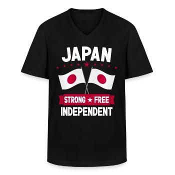 Japon - T-shirt col V Homme - noir - Devant - AI Model Male 178 dark (178cm)