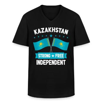 Kazakhstan - T-shirt col V Homme - noir - Devant - AI Model Male 178 dark (178cm)