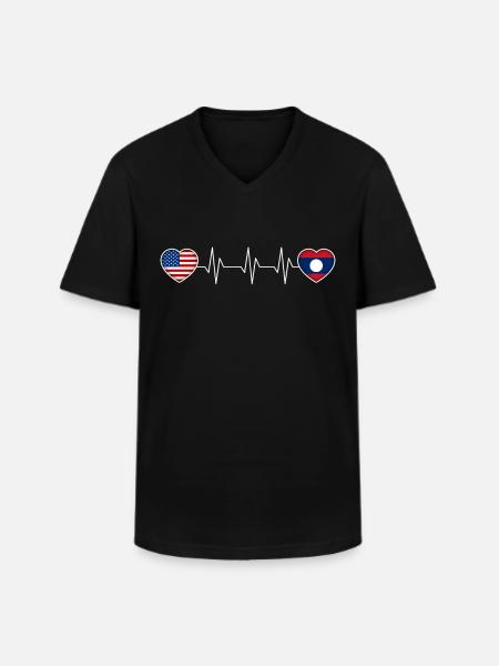 Laos - T-shirt col V Homme - noir