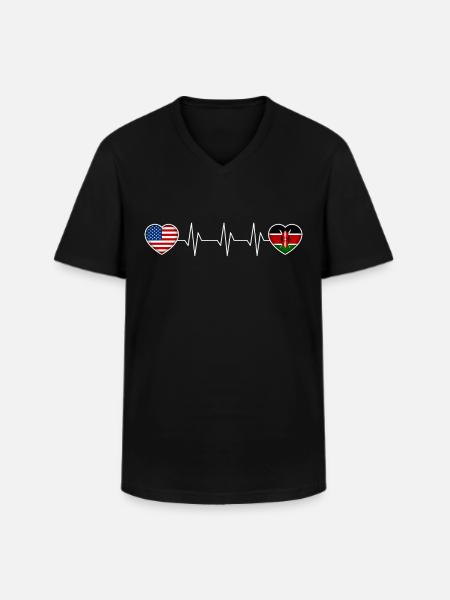 Kenya - T-shirt col V Homme - noir