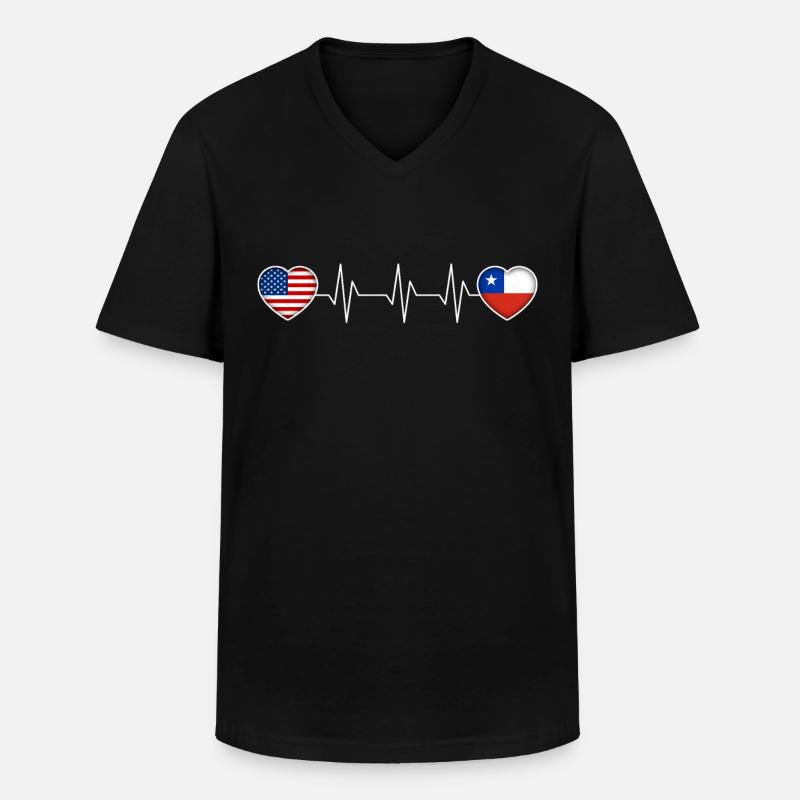Chile - Männer-T-Shirt mit V-Ausschnitt - Schwarz