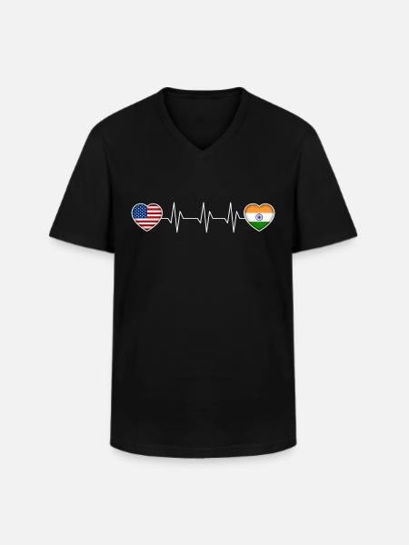 Inde - T-shirt col V Homme - noir