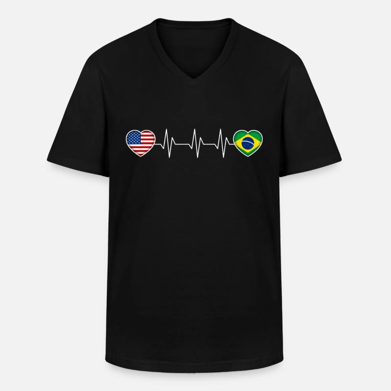 Brasilien - Männer-T-Shirt mit V-Ausschnitt - Schwarz