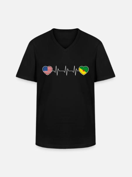 French Guiana - Men's V-Neck T-Shirt - black