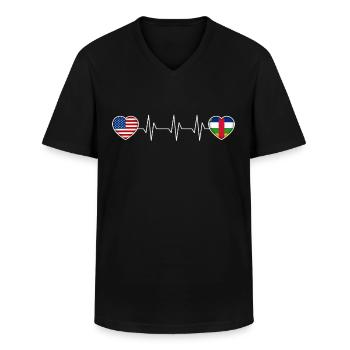 Central African Republic - Men's V-Neck T-Shirt - black - Front - AI Model Male 178 dark (178cm)