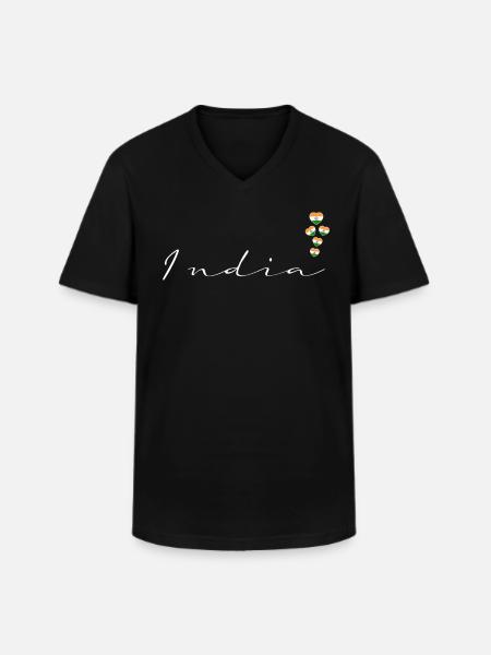 Inde - T-shirt col V Homme - noir
