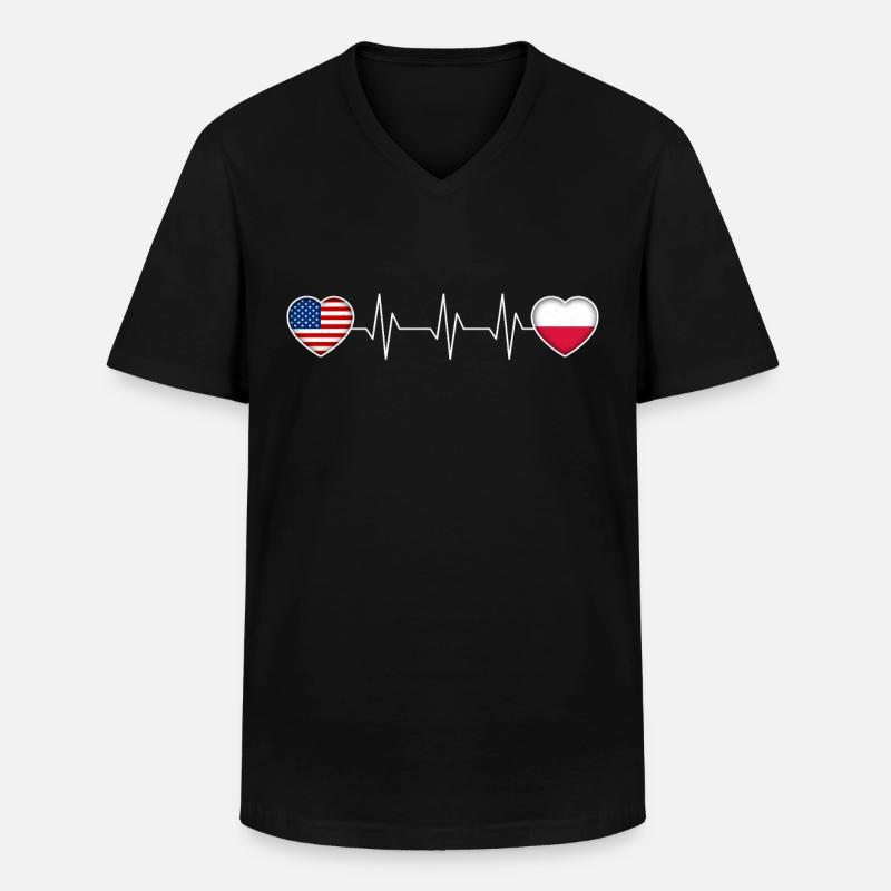 Polen - Männer-T-Shirt mit V-Ausschnitt - Schwarz
