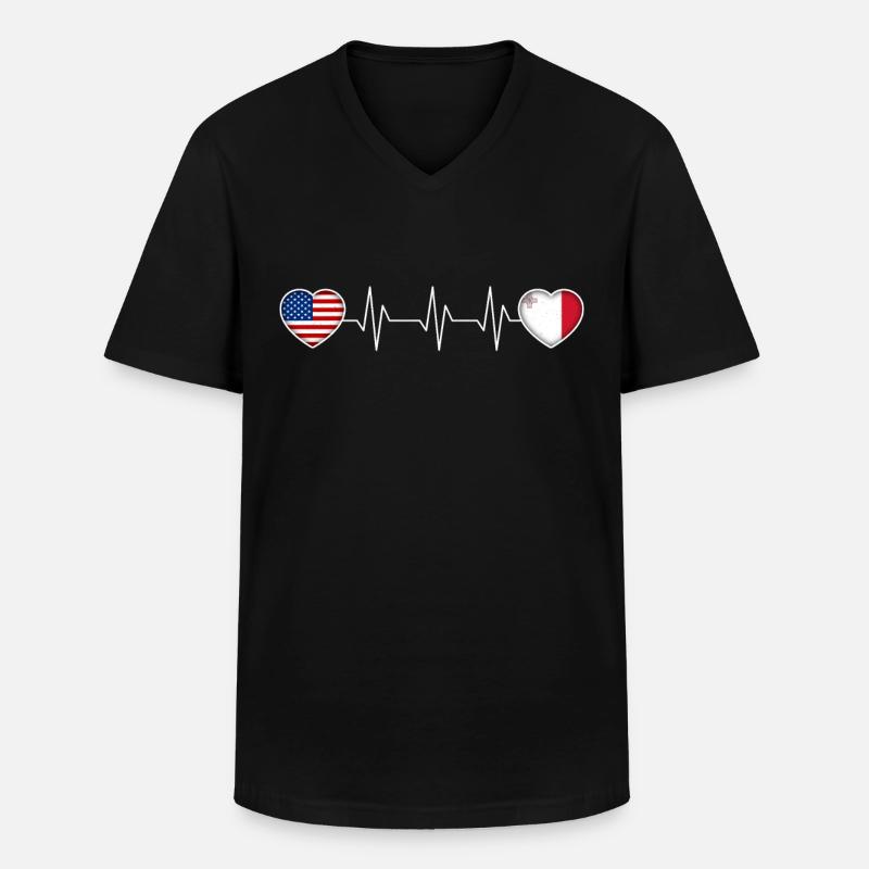 Malta - Männer-T-Shirt mit V-Ausschnitt - Schwarz