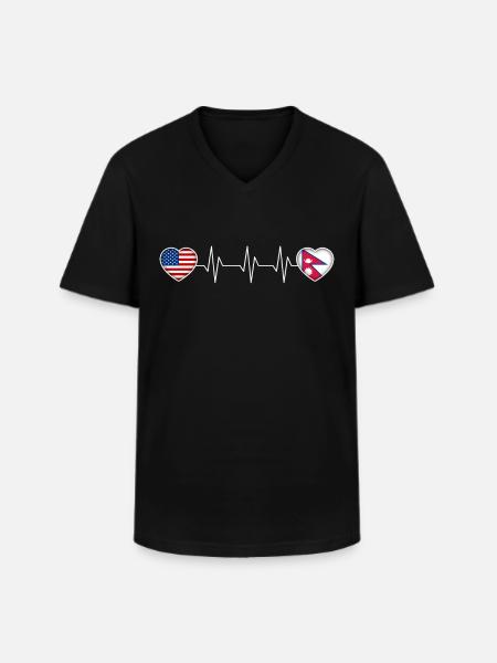 Népal - T-shirt col V Homme - noir