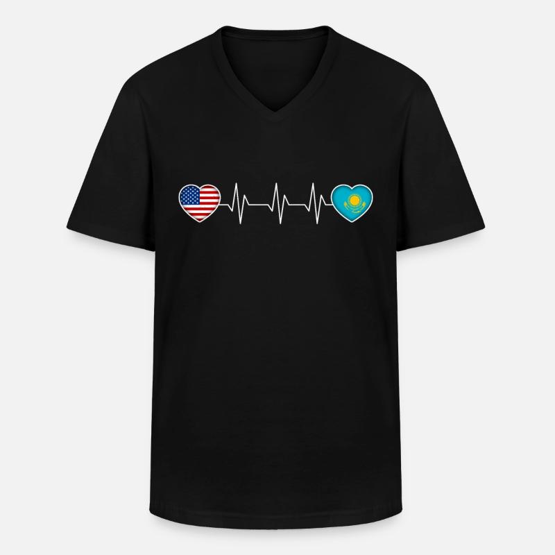 Kasachstan - Männer-T-Shirt mit V-Ausschnitt - Schwarz