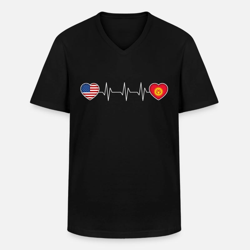 Kirgisistan - Männer-T-Shirt mit V-Ausschnitt - Schwarz
