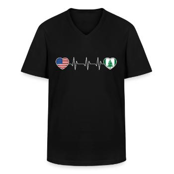 Norfolk Island - Men's V-Neck T-Shirt - black - Front - AI Model Male 178 dark (178cm)