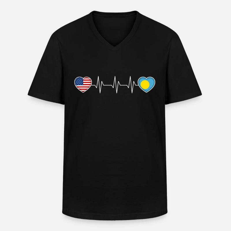 Palau - Männer-T-Shirt mit V-Ausschnitt - Schwarz