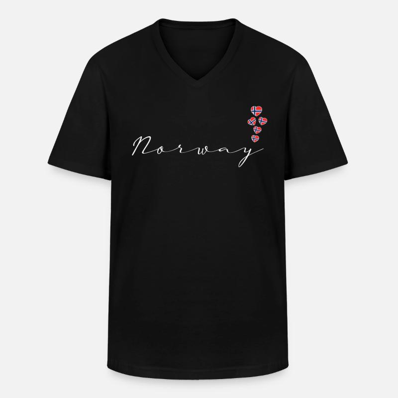 Norwegen - Männer-T-Shirt mit V-Ausschnitt - Schwarz
