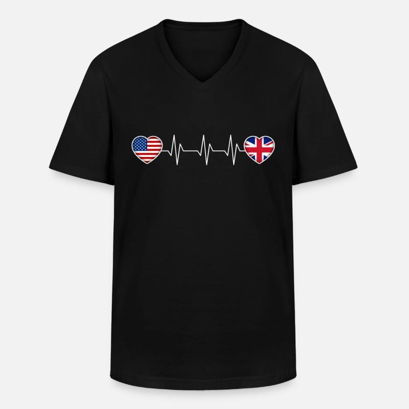 Großbritannien - Männer-T-Shirt mit V-Ausschnitt - Schwarz