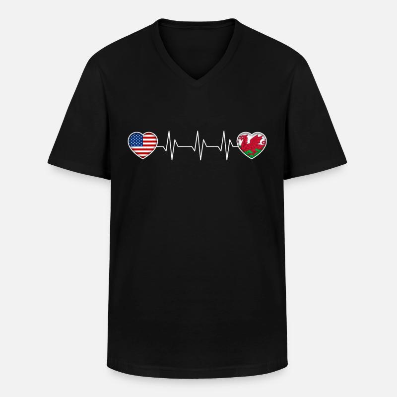 Wales - Männer-T-Shirt mit V-Ausschnitt - Schwarz