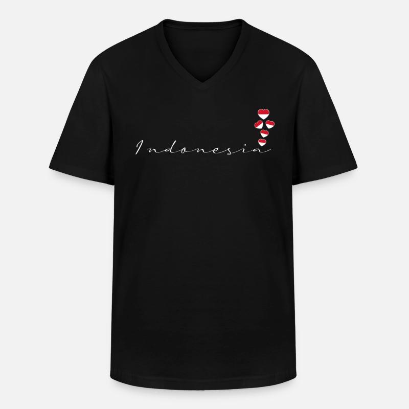 Indonesien - Männer-T-Shirt mit V-Ausschnitt - Schwarz