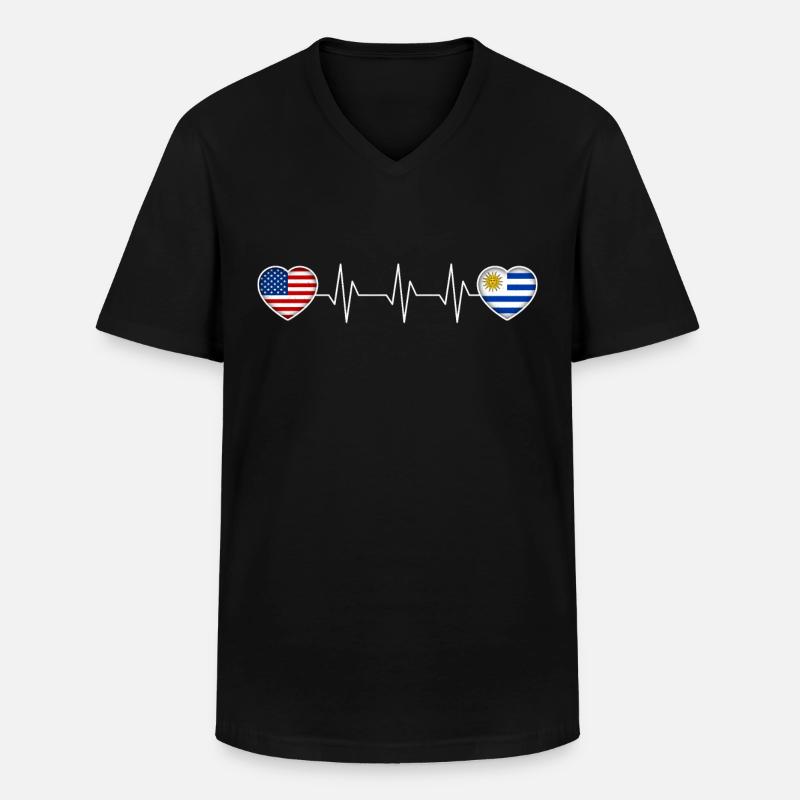 Uruguay - Männer-T-Shirt mit V-Ausschnitt - Schwarz