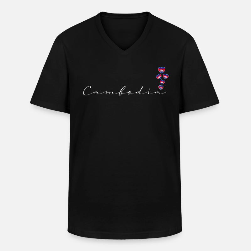 Kambodscha - Männer-T-Shirt mit V-Ausschnitt - Schwarz