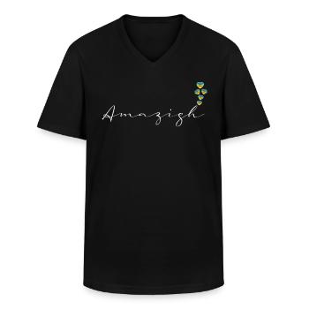 Amazigh - T-shirt col V Homme - noir - Devant - AI Model Male 178 dark (178cm)
