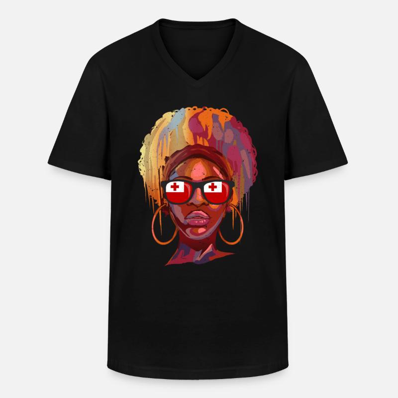 Tonga - Männer-T-Shirt mit V-Ausschnitt - Schwarz