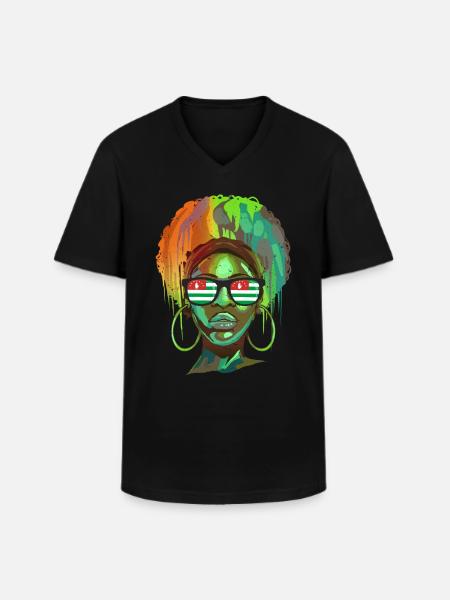 Abkhazie - T-shirt col V Homme - noir