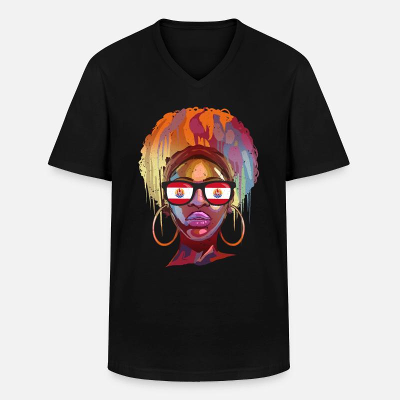 Französisch-Polynesien - Männer-T-Shirt mit V-Ausschnitt - Schwarz