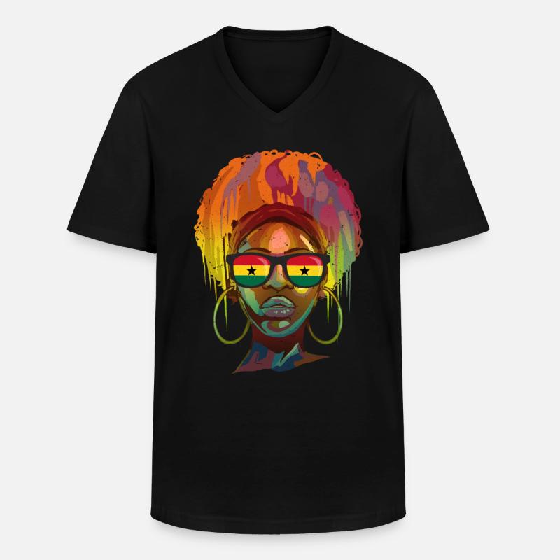 Ghana - Männer-T-Shirt mit V-Ausschnitt - Schwarz