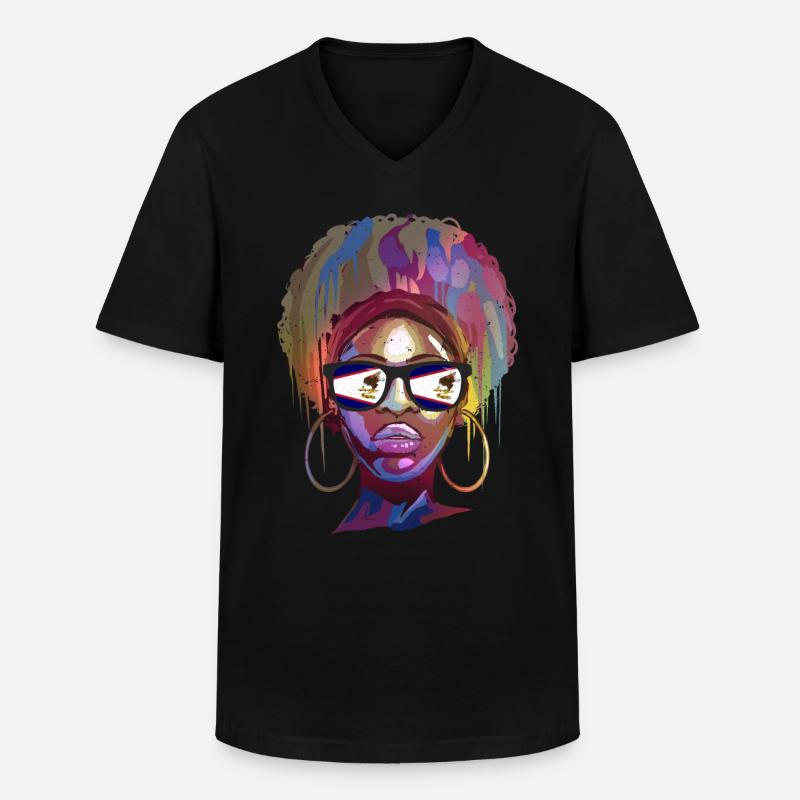 Amerikanisch-Samoa - Männer-T-Shirt mit V-Ausschnitt - Schwarz