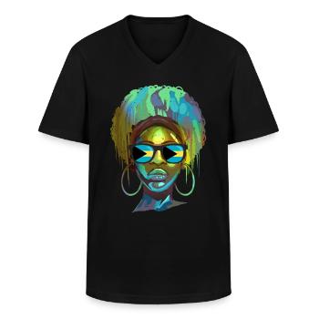 Bahamas - Men's V-Neck T-Shirt - black - Front - AI Model Male 178 dark (178cm)