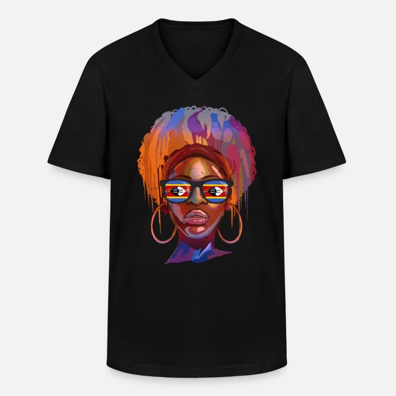 Swasiland - Männer-T-Shirt mit V-Ausschnitt - Schwarz