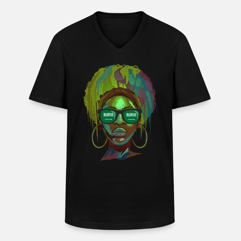 Saudi-Arabien - Männer-T-Shirt mit V-Ausschnitt - Schwarz