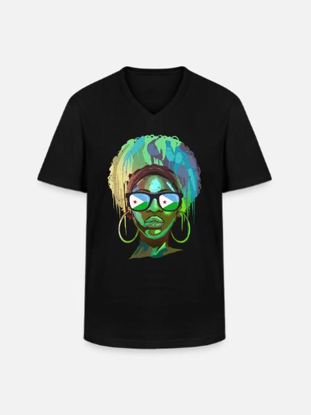 Djibouti - Men's V-Neck T-Shirt - black