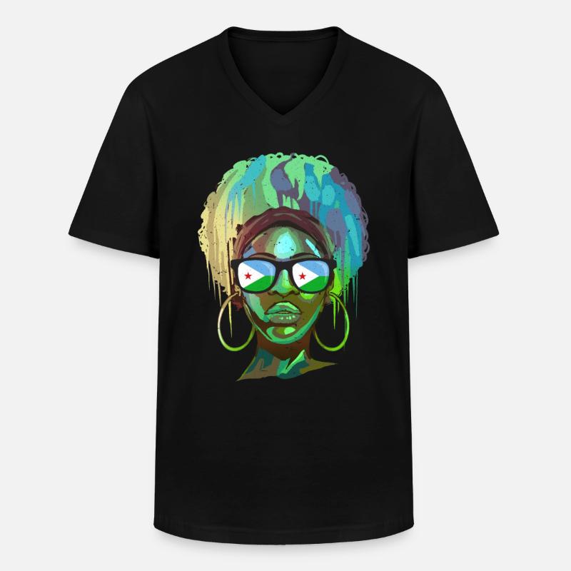 Dschibuti - Männer-T-Shirt mit V-Ausschnitt - Schwarz