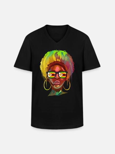 Zimbabwe - Men's V-Neck T-Shirt - black